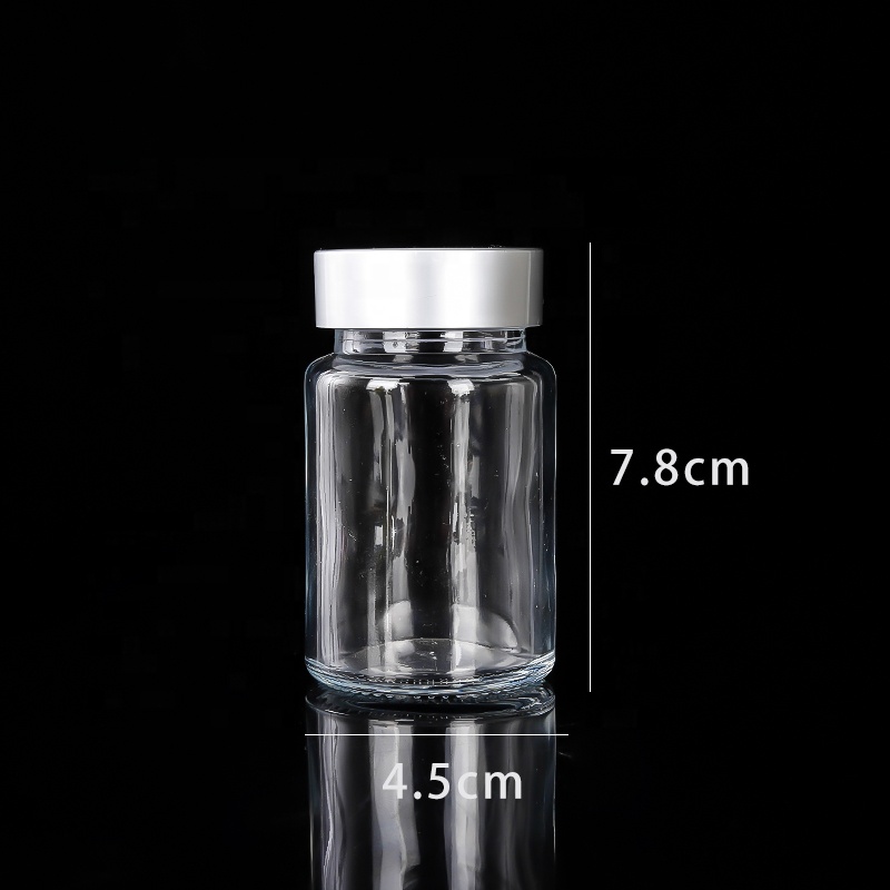 50ml 100ml 120ml 200ml amber clear frosted glass wide mouth pill bottles with child safety cap