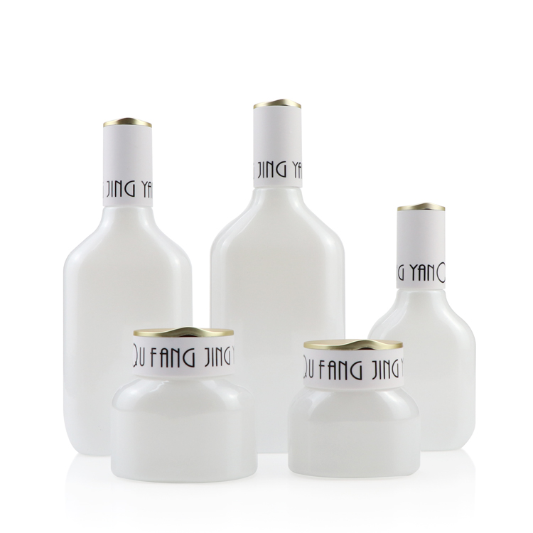 50ml 100ml 120ml Pearl Milk opal white small wine shape glass bottle empty cosmetic bottle glass toner bottle