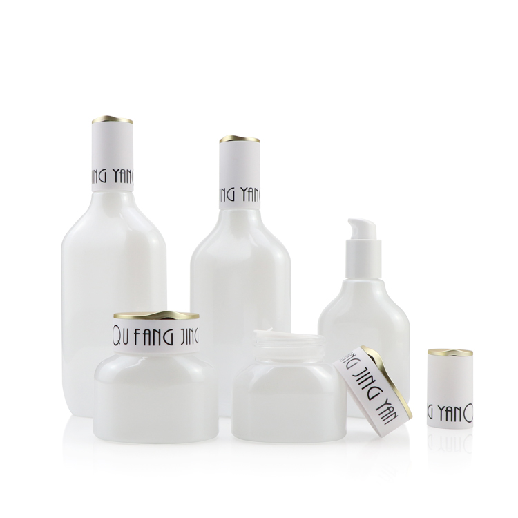 50ml 100ml 120ml Pearl Milk opal white small wine shape glass bottle empty cosmetic bottle glass toner bottle