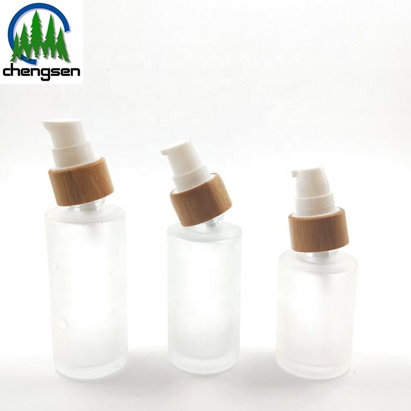 50ml 100ml 120ml bamboo cosmetic round container personal skin care glass lotion cream jar bottle set bamboo lid