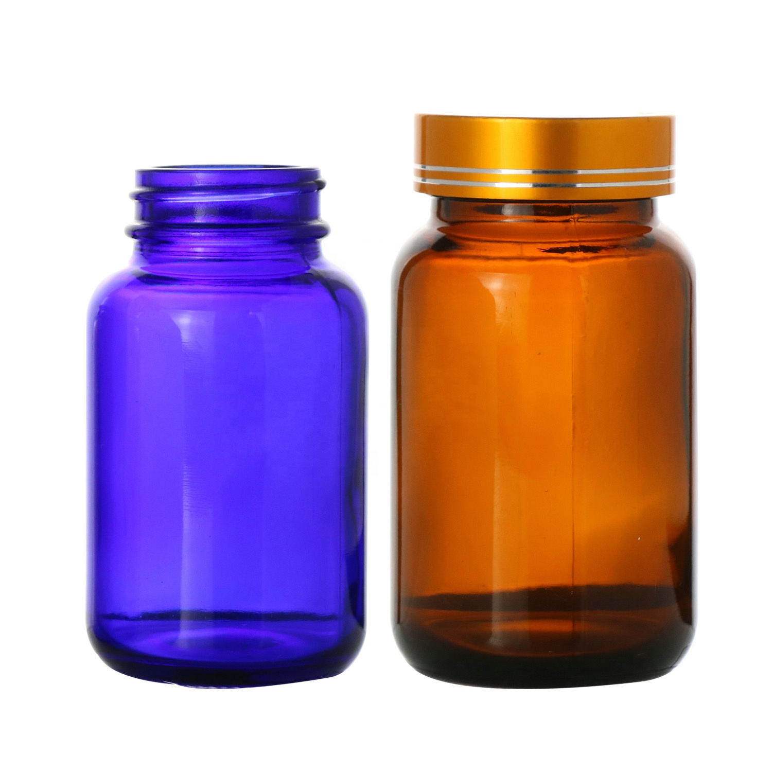 50ml 100ml 120ml  big capacity glass wide mouth  pill bottle childproof container pill/medicine bottle/container with childproof