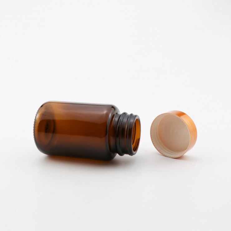 50ml 100ml 120ml crc gold cap amber glass wide mouth pill bottle
