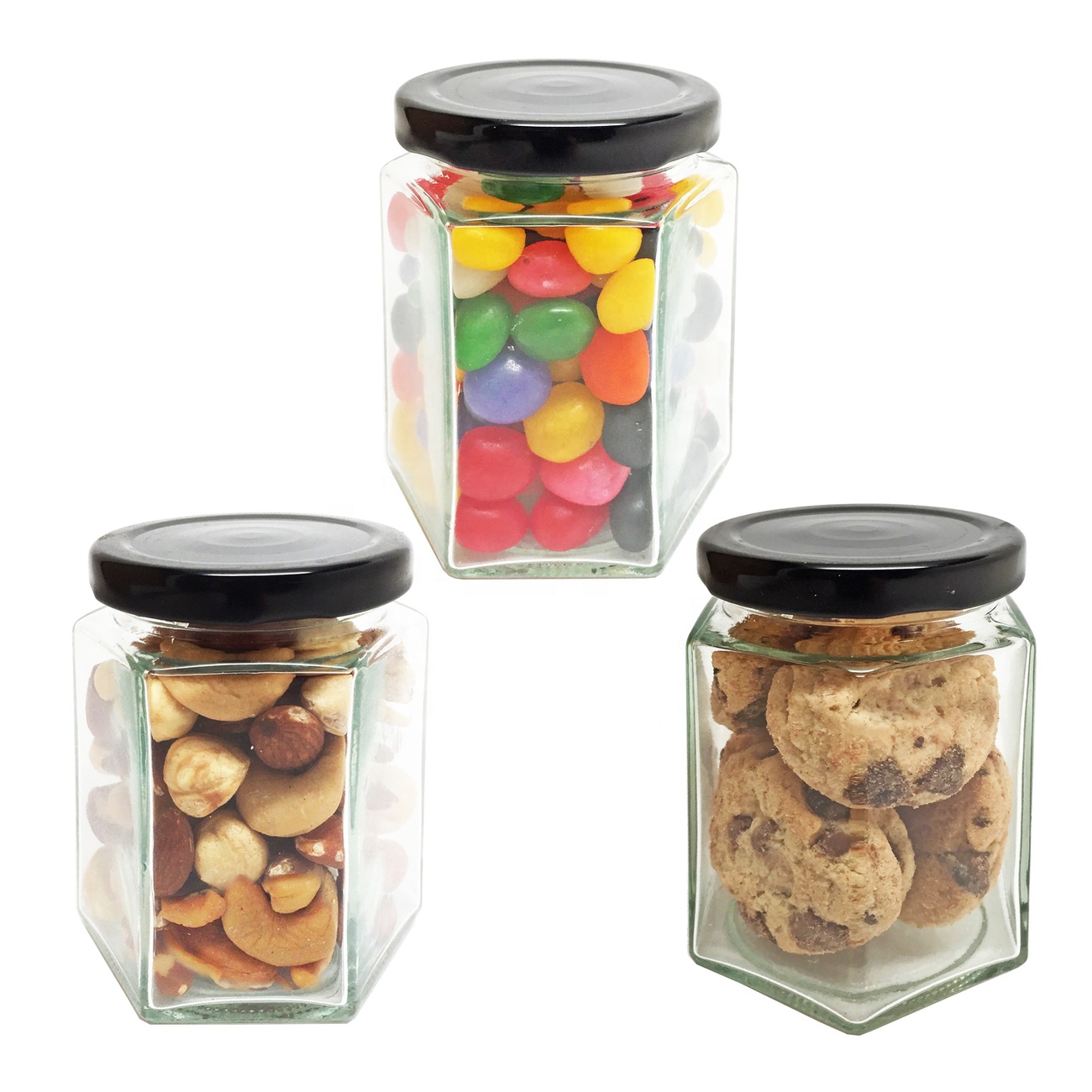50ml 100ml 125ml 150ml 300ml 500ml 750ml hexagonal honey jars jam glass jars with lid