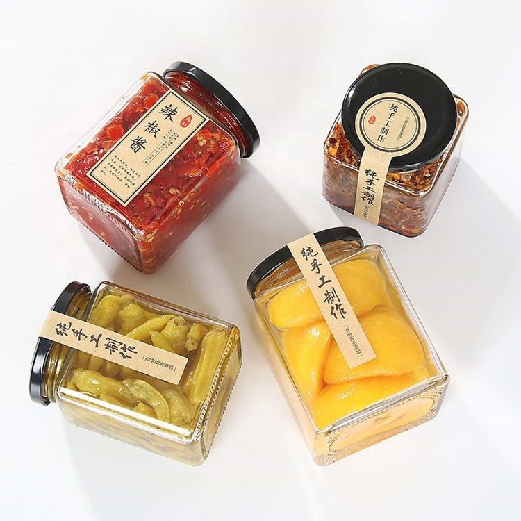 50ml 100ml 150ml 200ml 280ml 500ml 730ml square jam jar glass jar for canned fruit with lid