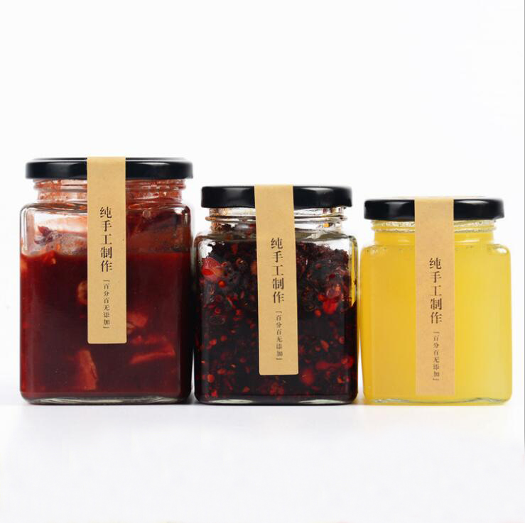 50ml 100ml 150ml 200ml 280ml 500ml 730ml square jam jar glass jar for canned fruit with lid