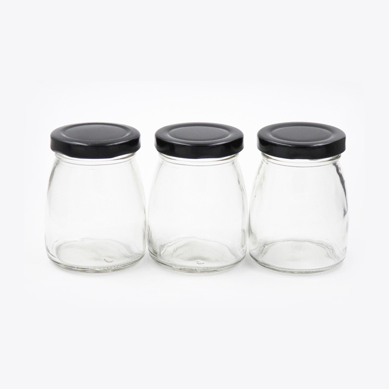 50ml 100ml 150ml 200ml Round Clear Pudding Packaging Glass Bottle with Metal Lid