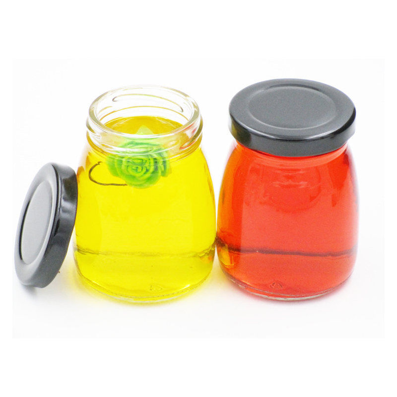 50ml 100ml 150ml 200ml Round Clear Pudding Packaging Glass Bottle with Metal Lid
