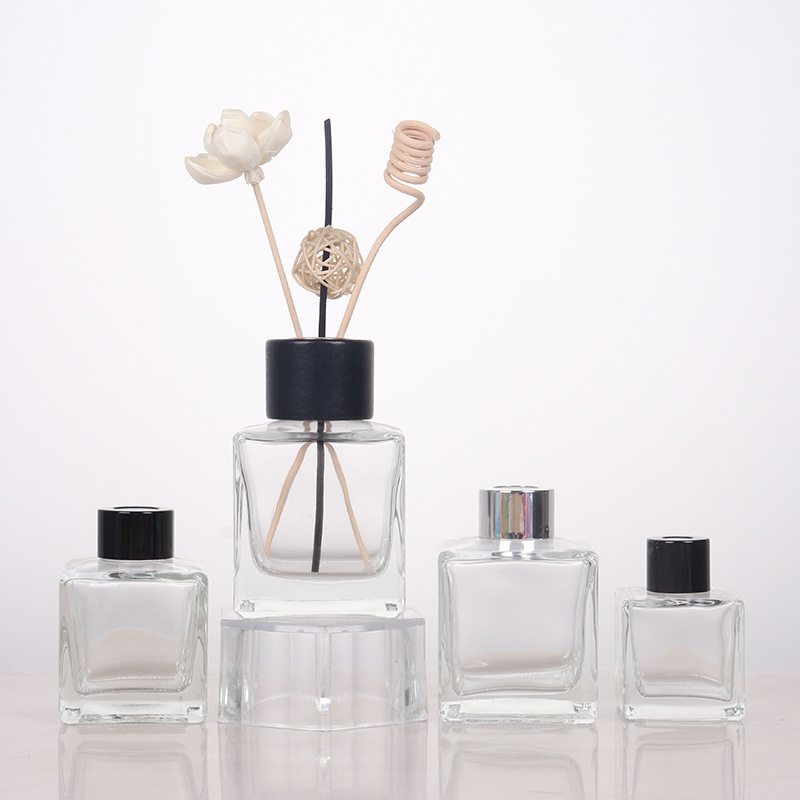 50ml, 100ml, 150ml, 200ml, Transparent Empty Square Perfume Glass Bottle aroma reed diffuser glass bottle