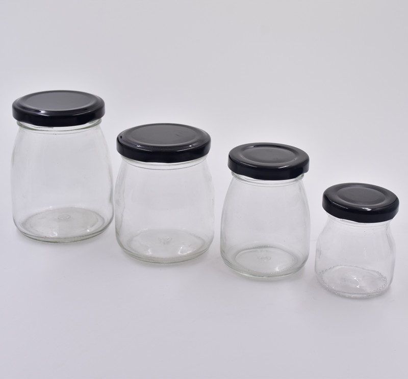 50ml 100ml 150ml 200ml clear screw cap yogurt containers milk pudding jar for oven heat resisting glass bottle with metal lid