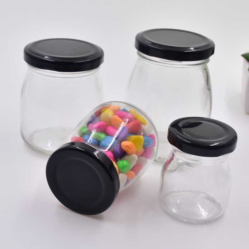 50ml 100ml 150ml 200ml clear screw cap yogurt containers milk pudding jar for oven heat resisting glass bottle with metal lid