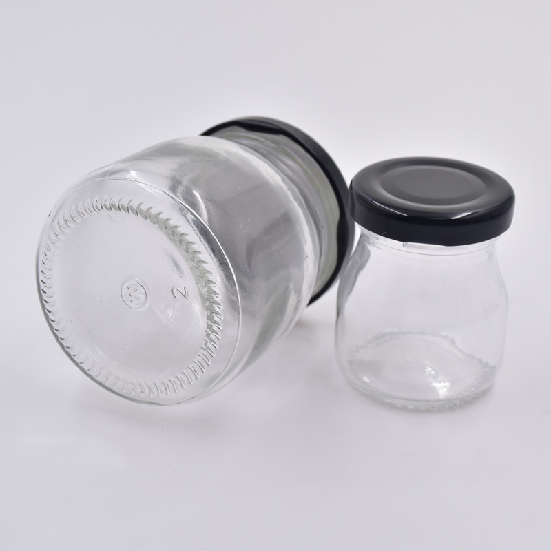 50ml 100ml 150ml 200ml clear screw cap yogurt containers milk pudding jar for oven heat resisting glass bottle with metal lid
