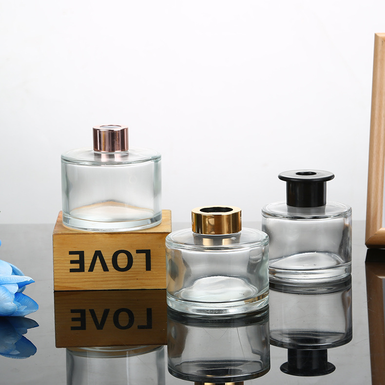 50ml 100ml 150ml 200ml cylinder round empty glass reed diffuser bottle with screw top