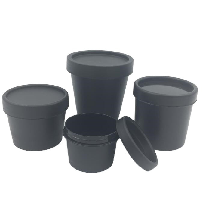 50ml 100ml 150ml 200ml empty Cone Shape plastic matte black cream PP jar container with screw cap