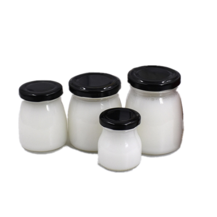 50ml 100ml 150ml 200ml mini honey milk pudding yogurt glass pot jar with black metal lid