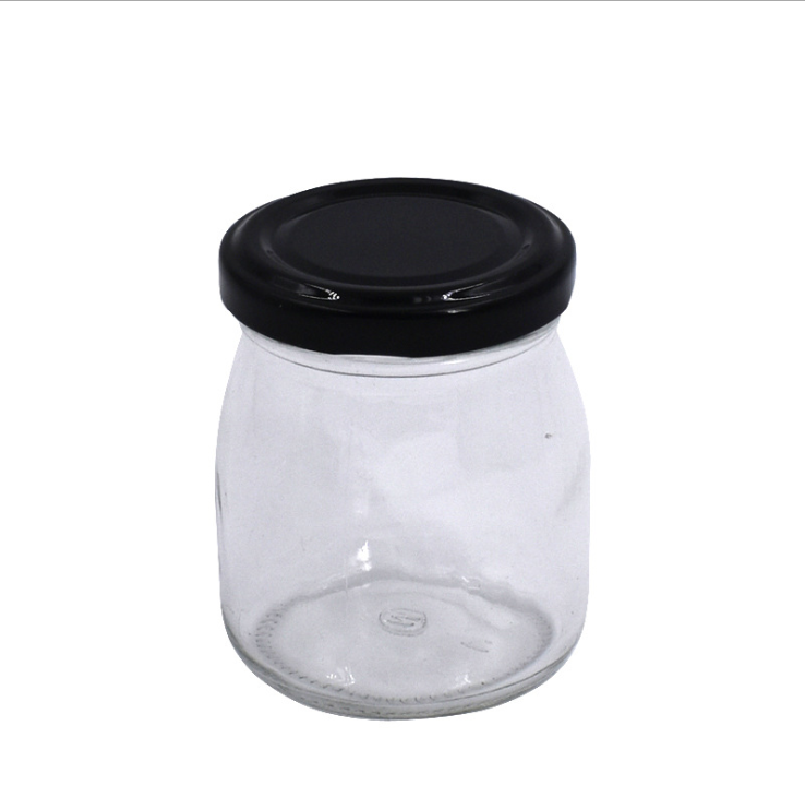 50ml 100ml 150ml 200ml mini honey milk pudding yogurt glass pot jar with black metal lid