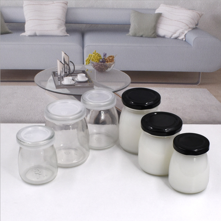 50ml 100ml 150ml 200ml mini honey milk pudding yogurt glass pot jar with black metal lid