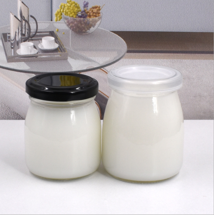 50ml 100ml 150ml 200ml mini honey milk pudding yogurt glass pot jar with black metal lid