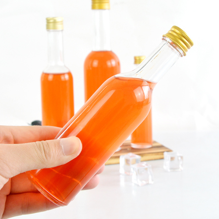 50ml 100ml 150ml 250ml glass plum wine bottle mulberry wine bottle with longer neck and screw metal cap