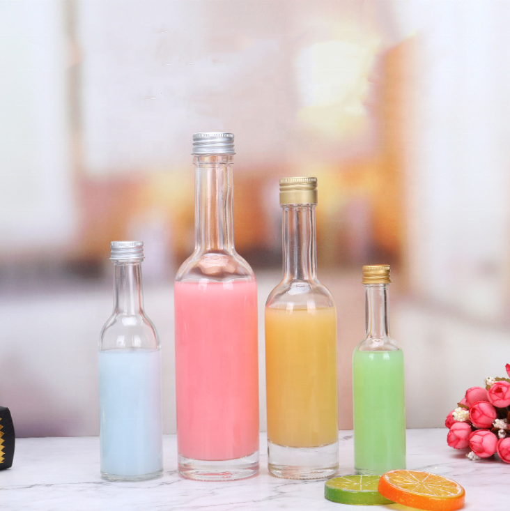 50ml 100ml 150ml 250ml glass plum wine bottle mulberry wine bottle with longer neck and screw metal cap