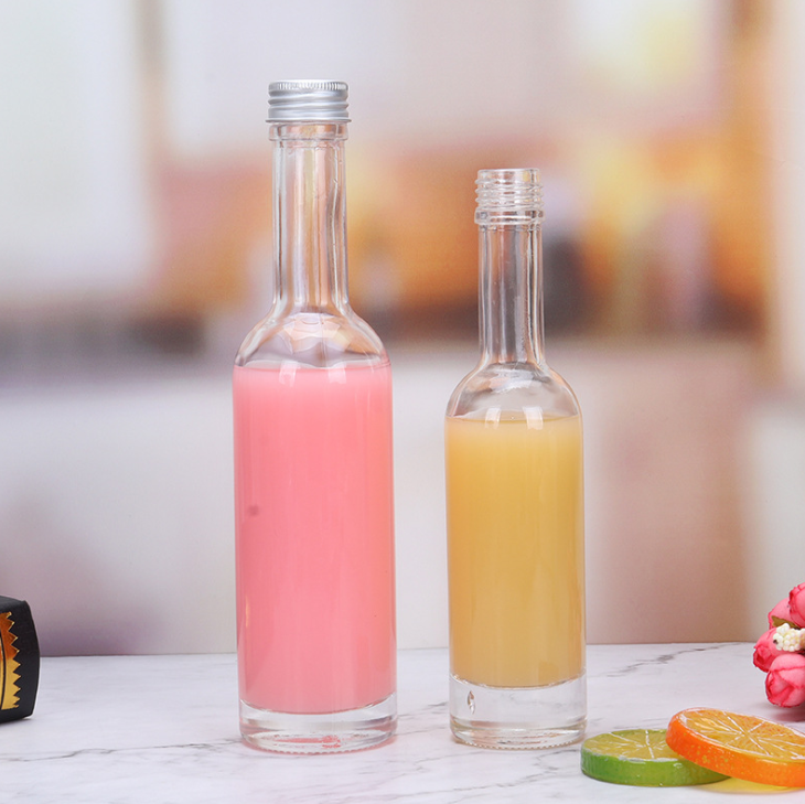 50ml 100ml 150ml 250ml glass plum wine bottle mulberry wine bottle with longer neck and screw metal cap