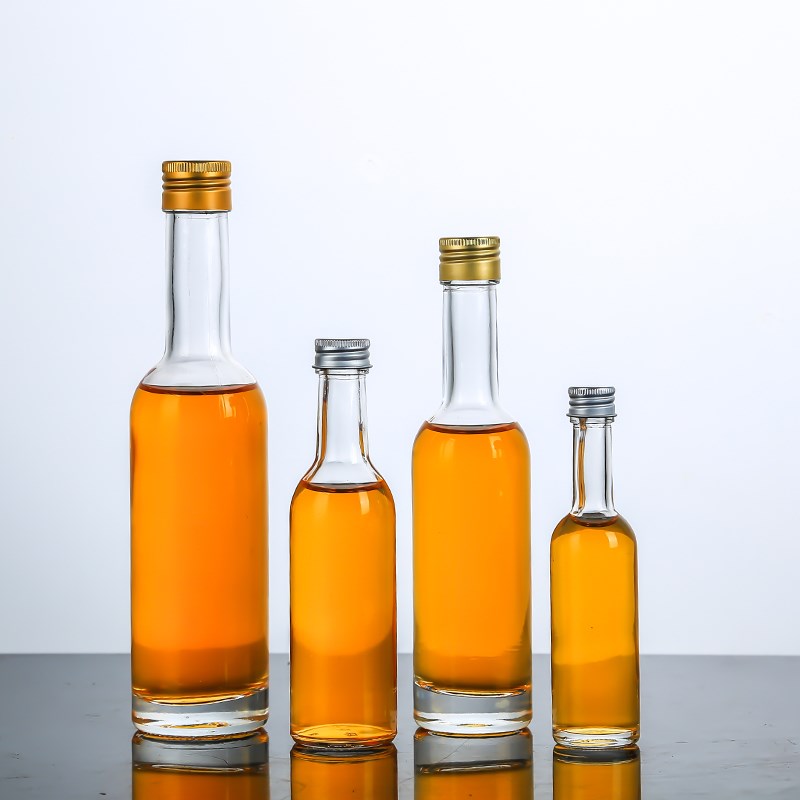 50ml 100ml 150ml 250ml  sealed alcohol glass bottle for whiskey vodka beer with metal screw cap airtight glass bottle cheap