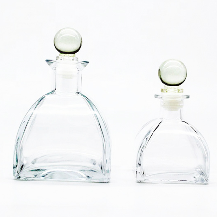 50ml 100ml 150ml empty round hoom room perfume fragrance aroma reed diffuser glass bottle with Glass Ball Lid