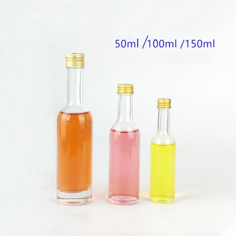 50ml 100ml 150ml small empty round glass bottle for liquor with screw cap