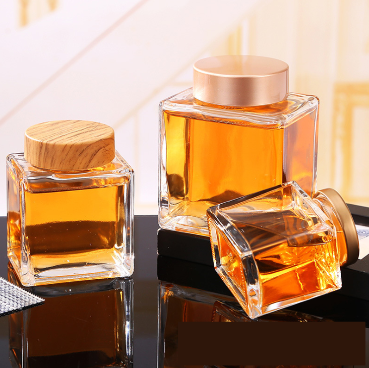 50ml 100ml 180ml 280ml Square Transparent Glass Honey Storage Jars Bottles