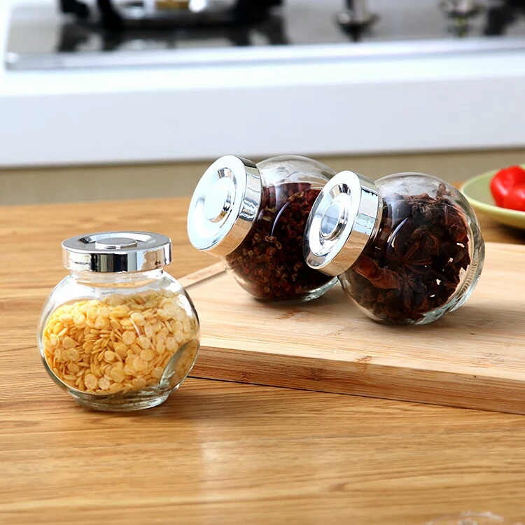 50ml 100ml 180ml 380ml 480ml flat drum glass candy food storage jar with plastic cap