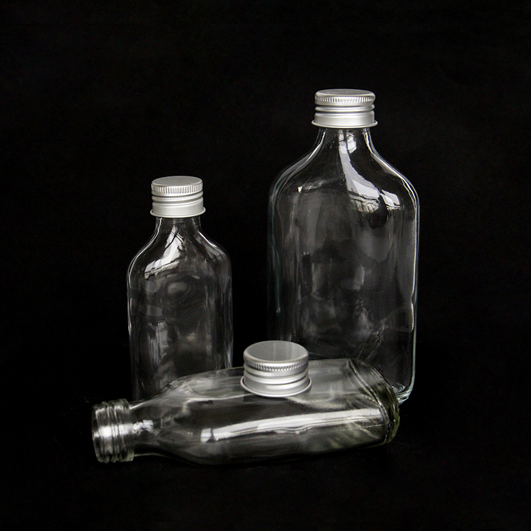 50ml 100ml 200ml 250ml 350ml 500ml Clear Flat Juice Cold Brew Coffee Glass Flask Bottles Design