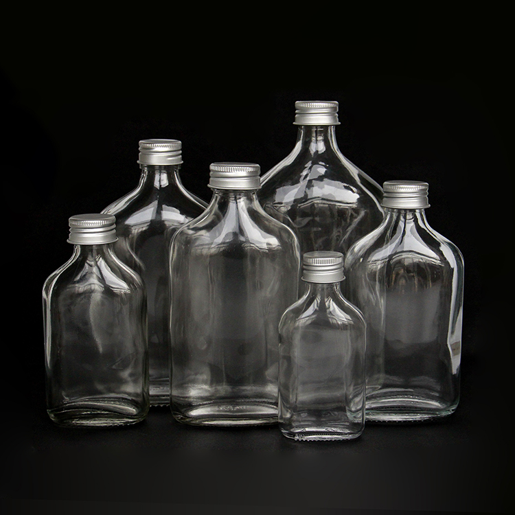 50ml 100ml 200ml 250ml 350ml 500ml Clear Flat Juice Cold Brew Coffee Glass Flask Bottles Design