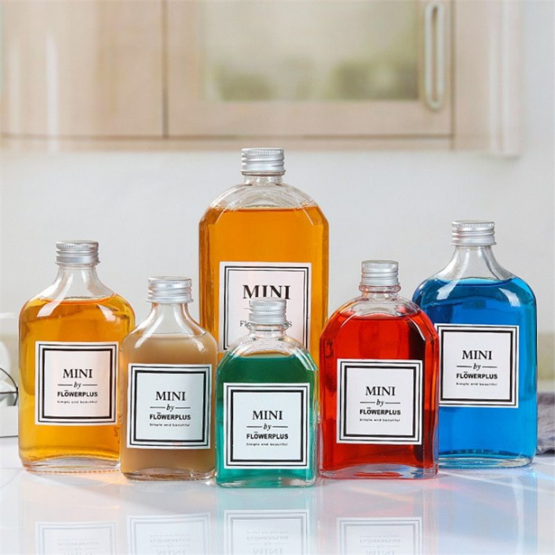 50ml 100ml 200ml 250ml 350ml 500ml square flat shape glass bottle for liquor empty wine bottle for vodka and whisky