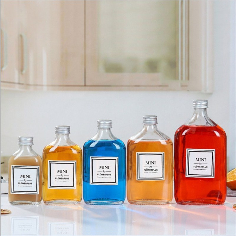 50ml 100ml 200ml 250ml 350ml 500ml square flat shape glass bottle for liquor empty wine bottle for vodka and whisky