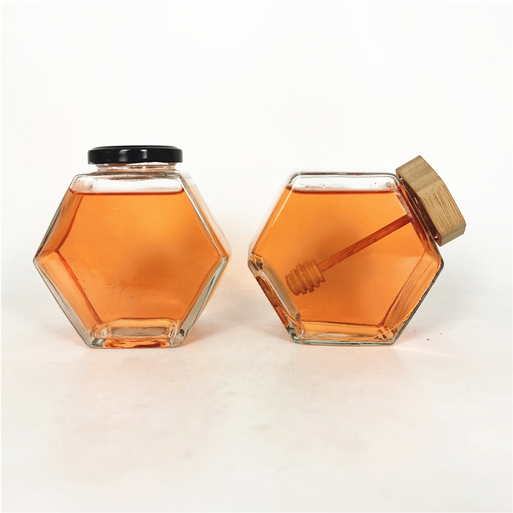 50ml 100ml 200ml 250ml 500ml 750ml clear six sides glass honey jar and bottle with wooden lid