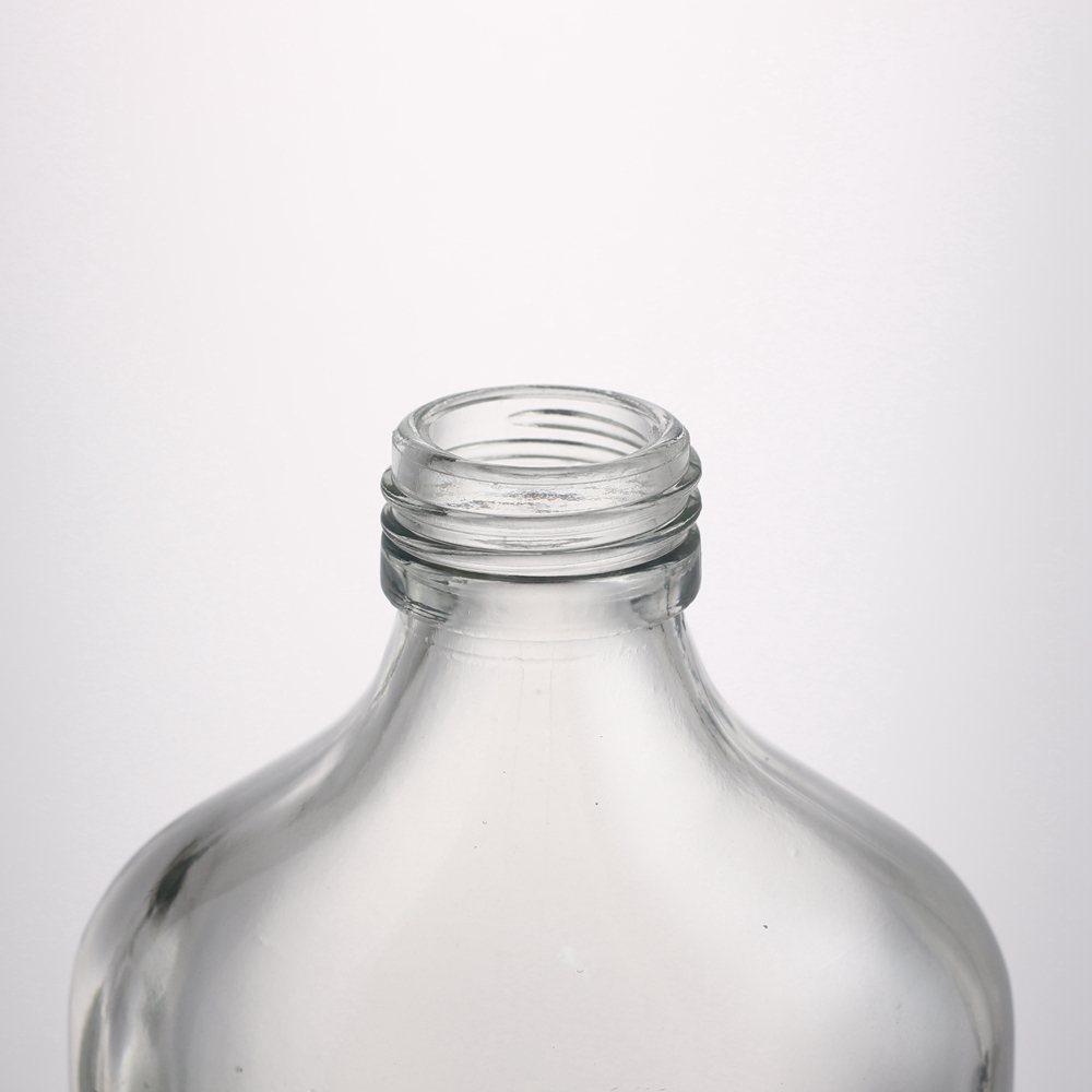 50ml 100ml 200ml 250ml 500ml Glass Flat Flask Shape Beverage Bottle with Aluminum Cap