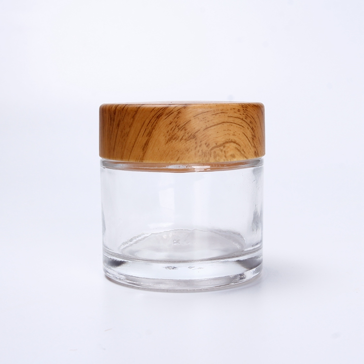 50ml 100ml 200ml 250ml Round Cosmetic Jar Packaging Empty Clear Glass Jars for Skin Care Home Storage with Sealed Plastic Lid