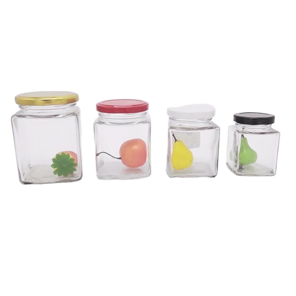 50ml 100ml 200ml 280ml 380ml 500ml 730ml square glass honey jar food storage jar