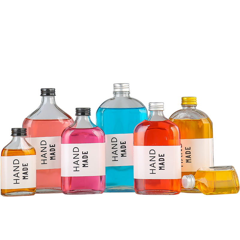 50ml 100ml  200ml  300ml 350ml 500ml Flat Square Seal Flat Square Fancy Tequila Wine Glass Bottle
