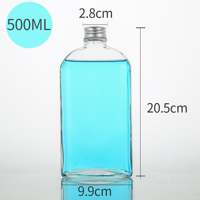 50ml 100ml 200ml 300ml 350ml 500ml Flat Square Seal Flat Square Fancy Tequila Wine Glass Bottle