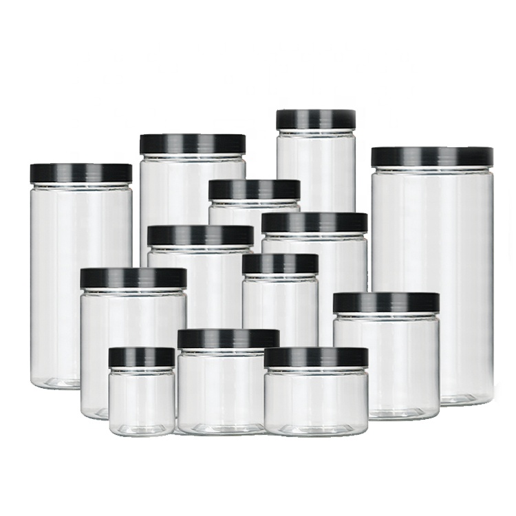 50ml 100ml 200ml 300ml 400ml 500ml Wholesale food grade pet plastic food jar 50ml 80ml 100ml cosmetic jars cream bath salt jars
