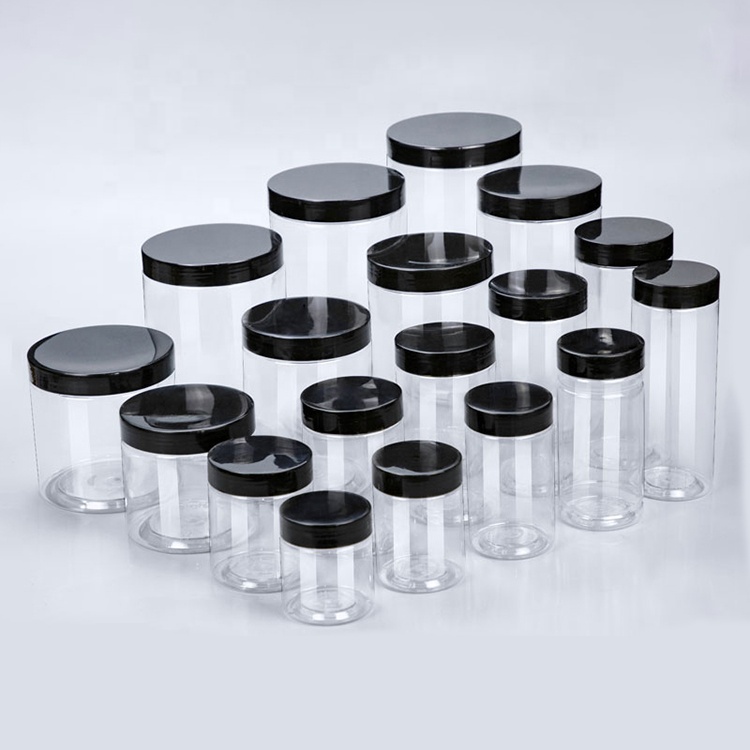 50ml 100ml 200ml 300ml 400ml 500ml Wholesale food grade pet plastic food jar 50ml 80ml 100ml cosmetic jars cream bath salt jars