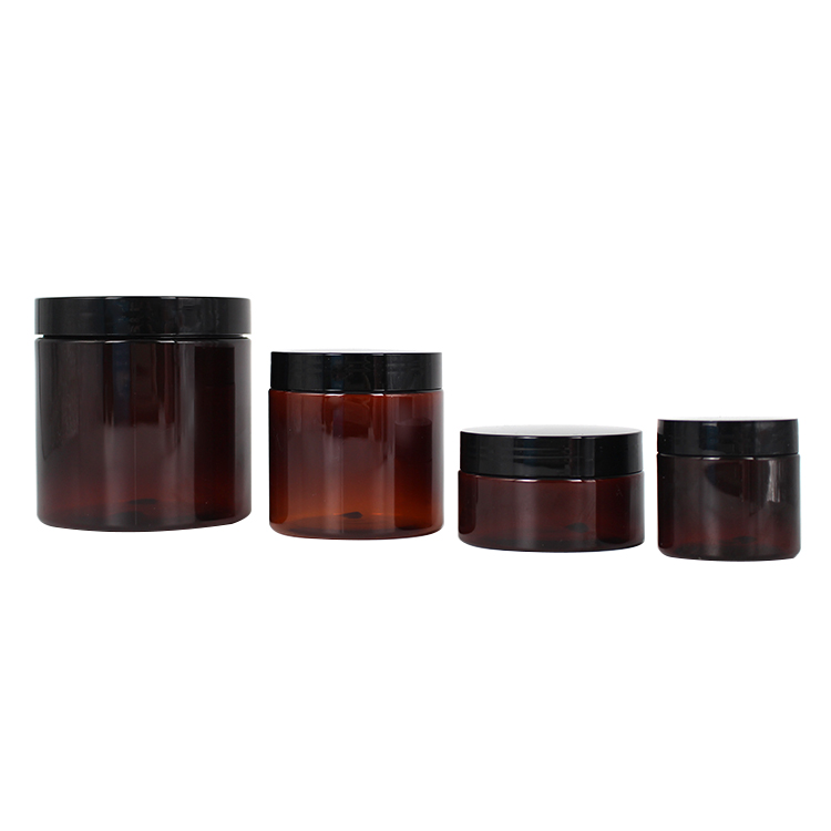 50ml 100ml 200ml 500ml wholesale empty pet amber plastic cosmetic cream jar containers with pp lid