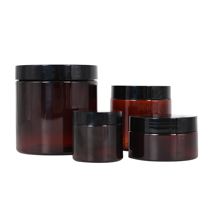50ml 100ml 200ml 500ml wholesale empty pet amber plastic cosmetic cream jar containers with pp lid