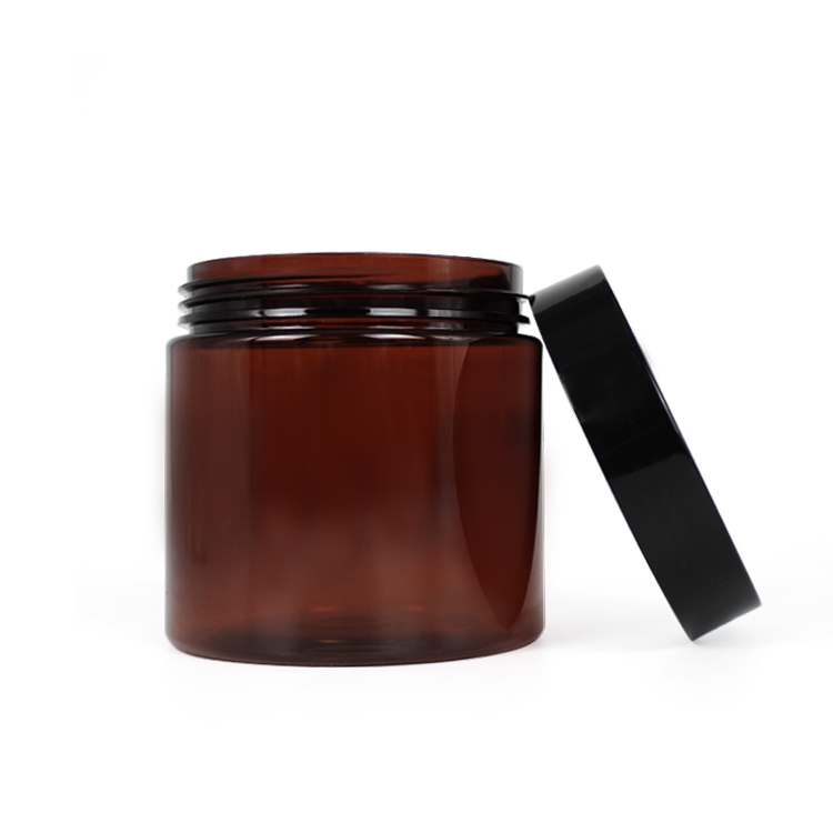 50ml 100ml 200ml 500ml wholesale empty pet amber plastic cosmetic cream jar containers with pp lid