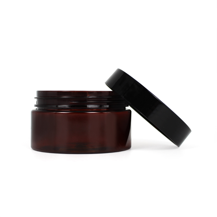 50ml 100ml 200ml 500ml wholesale empty pet amber plastic cosmetic cream jar containers with pp lid
