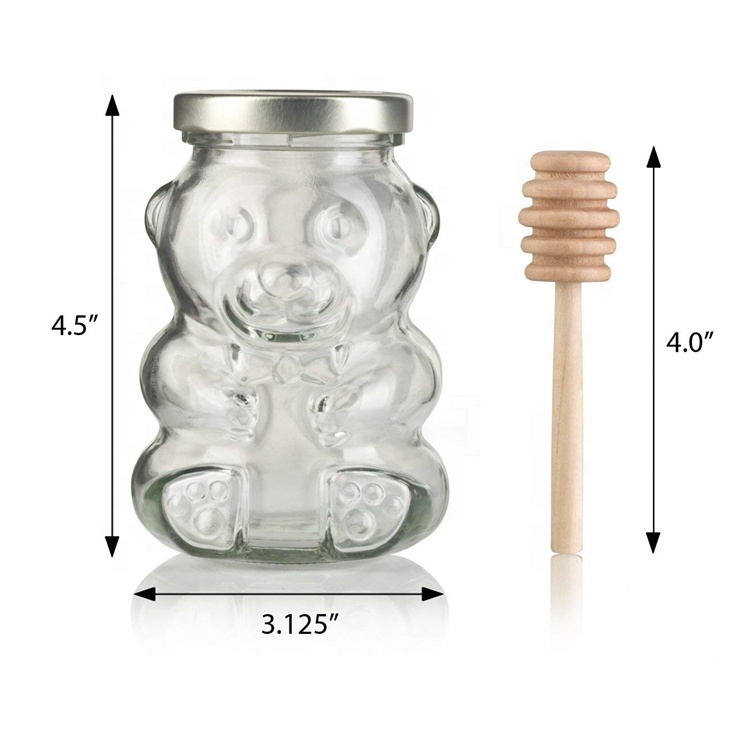 50ml 100ml 200ml Clear Glass Bottle Honey Glass Jar With Gold Screw Lid