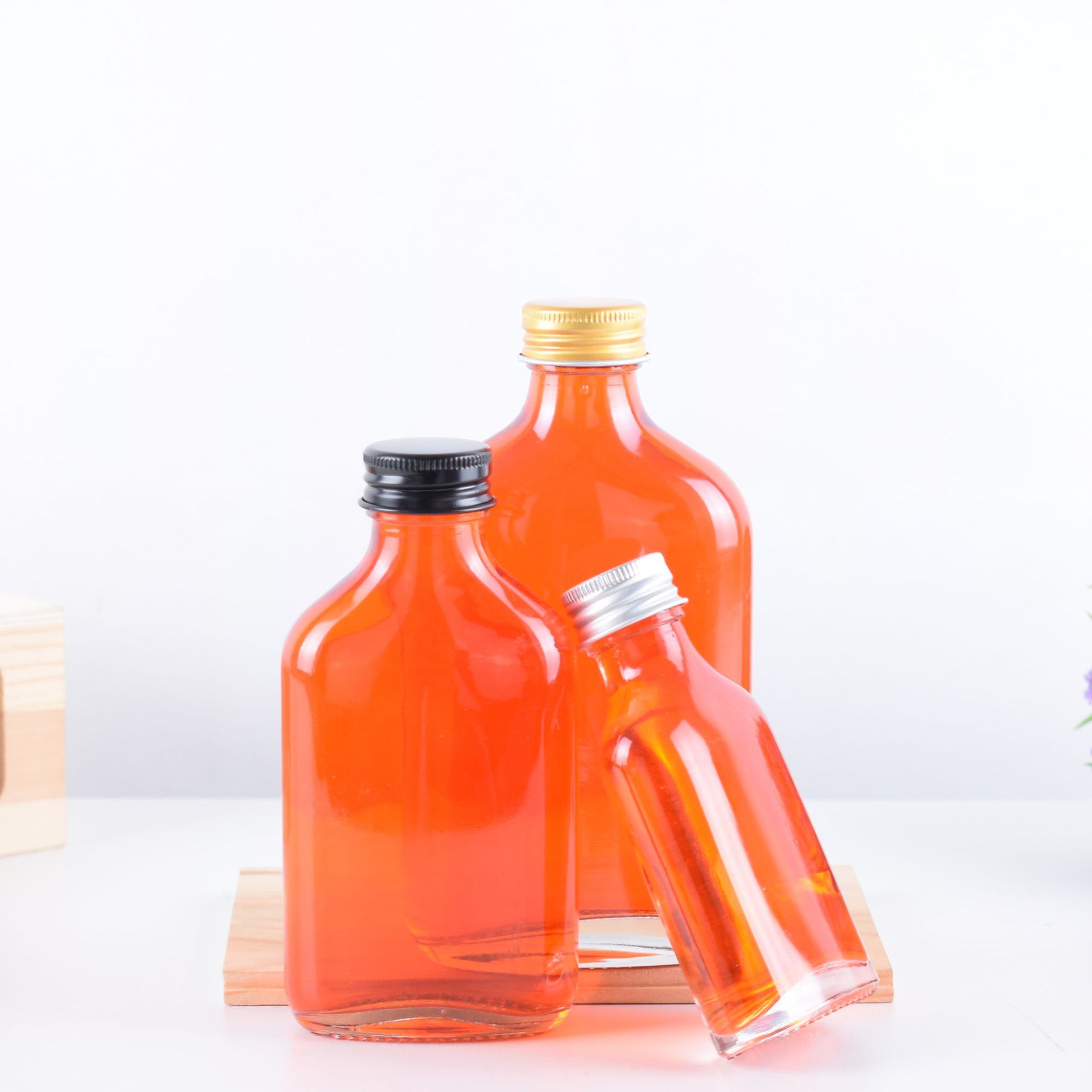 50ml 100ml 200ml Clear Glass Flask Bottle For Juice Cold Brew Coffee Wine Drinking