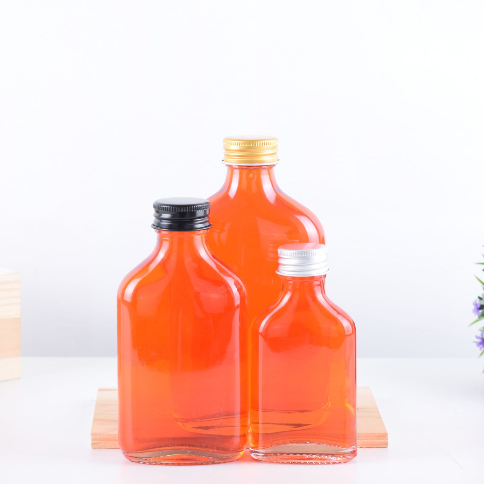 50ml 100ml 200ml Clear Glass Flask Bottle For Juice Cold Brew Coffee Wine Drinking