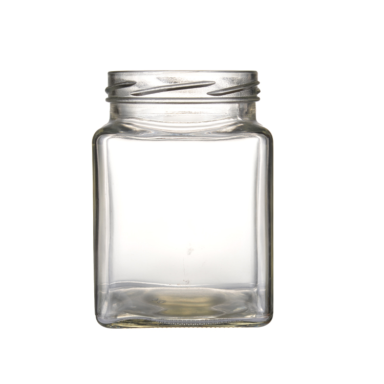 50ml 100ml 200ml Square Glass Jar for Honey Jam Sauce Canning with Metal Lug Cap
