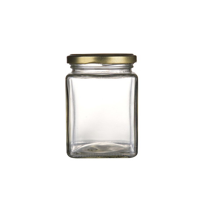 50ml 100ml 200ml Square Glass Jar for Honey Jam Sauce Canning with Metal Lug Cap